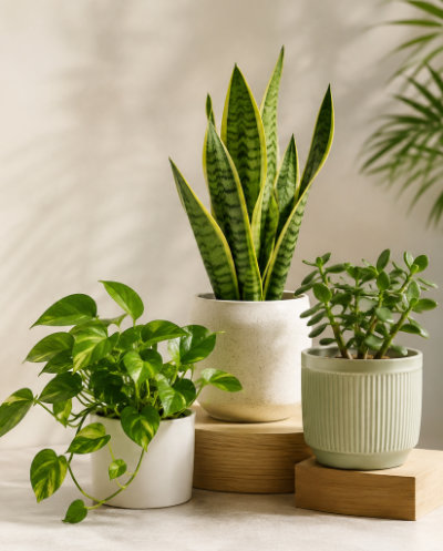 Beginner Friendly Plant Combo (Snake Plant + Money Plant + Jade Plant)